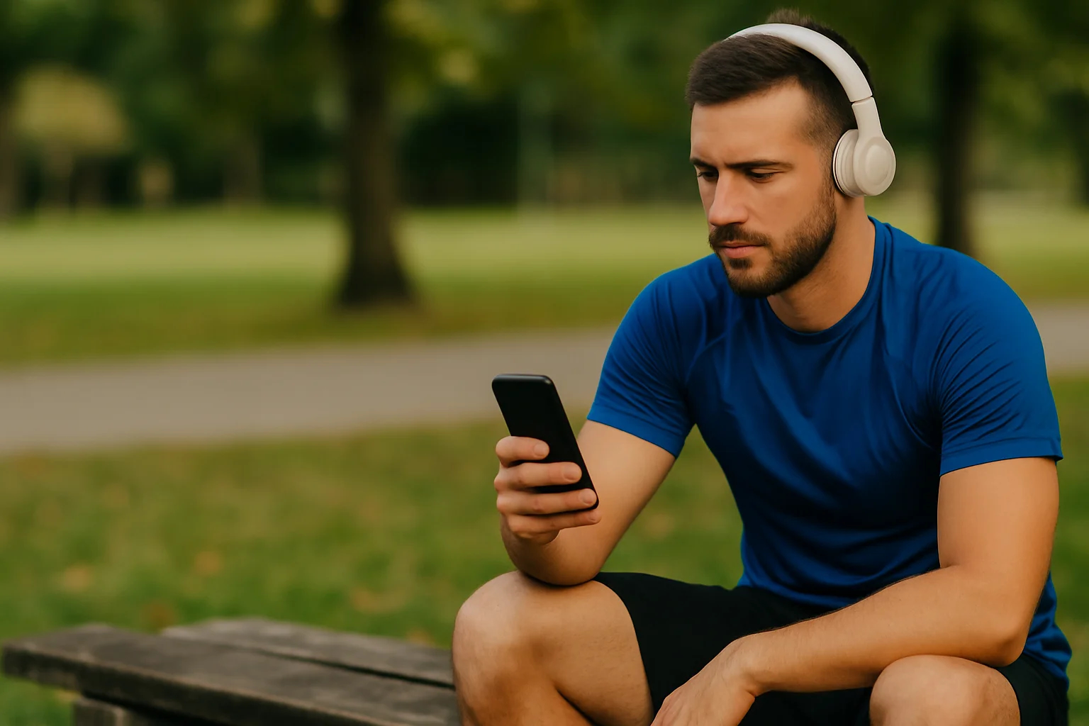 homme-sportif-utilisant-smartphone-parc
